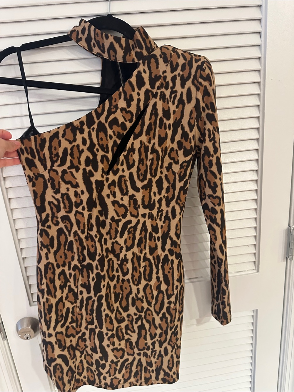 NBD Leopard Print One-Shoulder Mini Dress